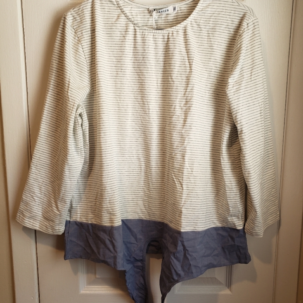 Jay Basics Cream Stripped Shirt, XXL (16)
